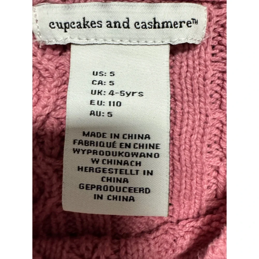 Cupcakes and Cashmere Girls Pink Cable Knit Sweater Size 5 Cozy‎ Boho Preppy